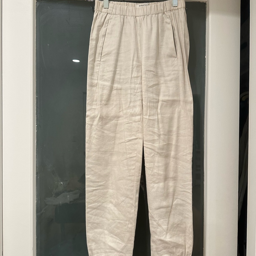 Babaton Cream cotton/linen pants (women’s)